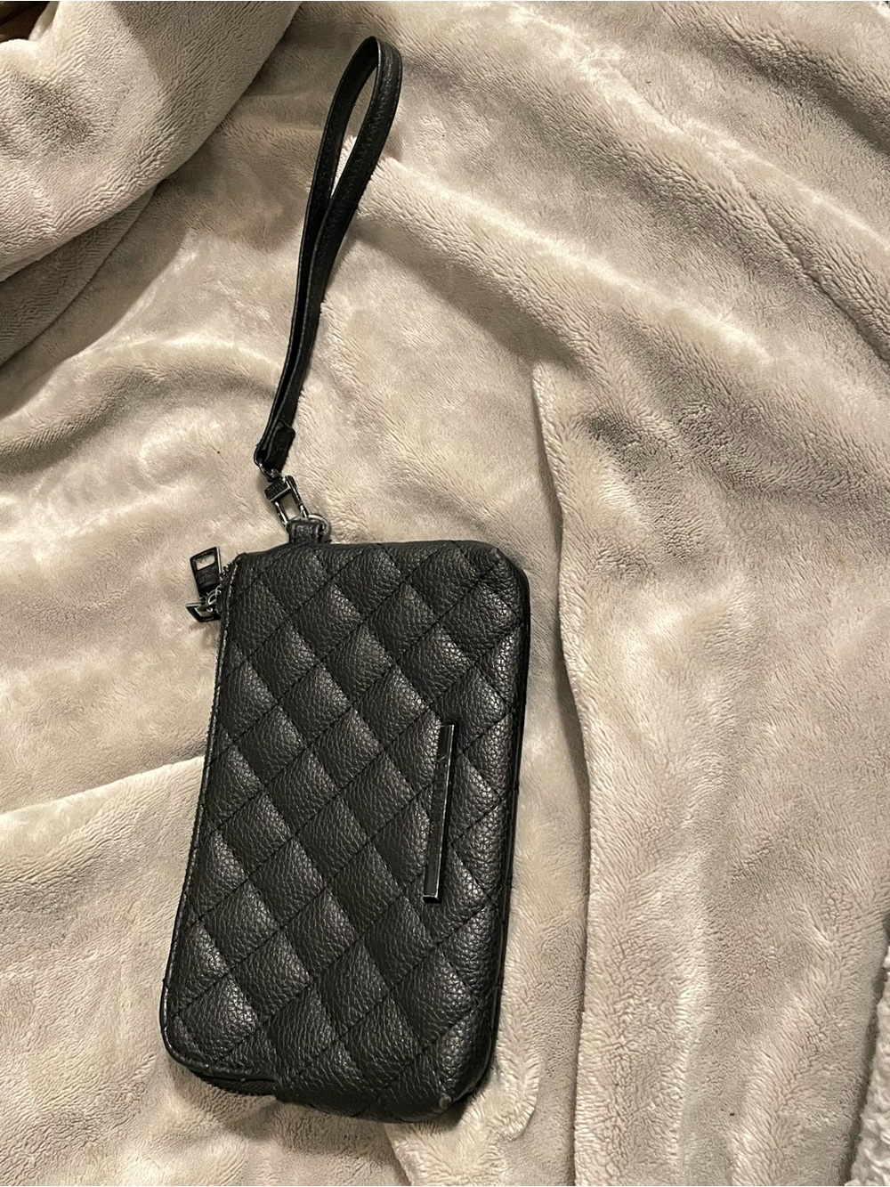 Steve Madden Black Quilted Wristlet Phone Pouch
